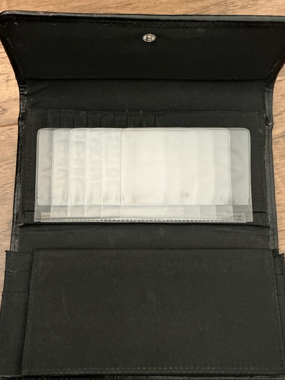 Genuine Leather Black Trifold Wallet with Front Zip Pocket - Picture 5 of 11